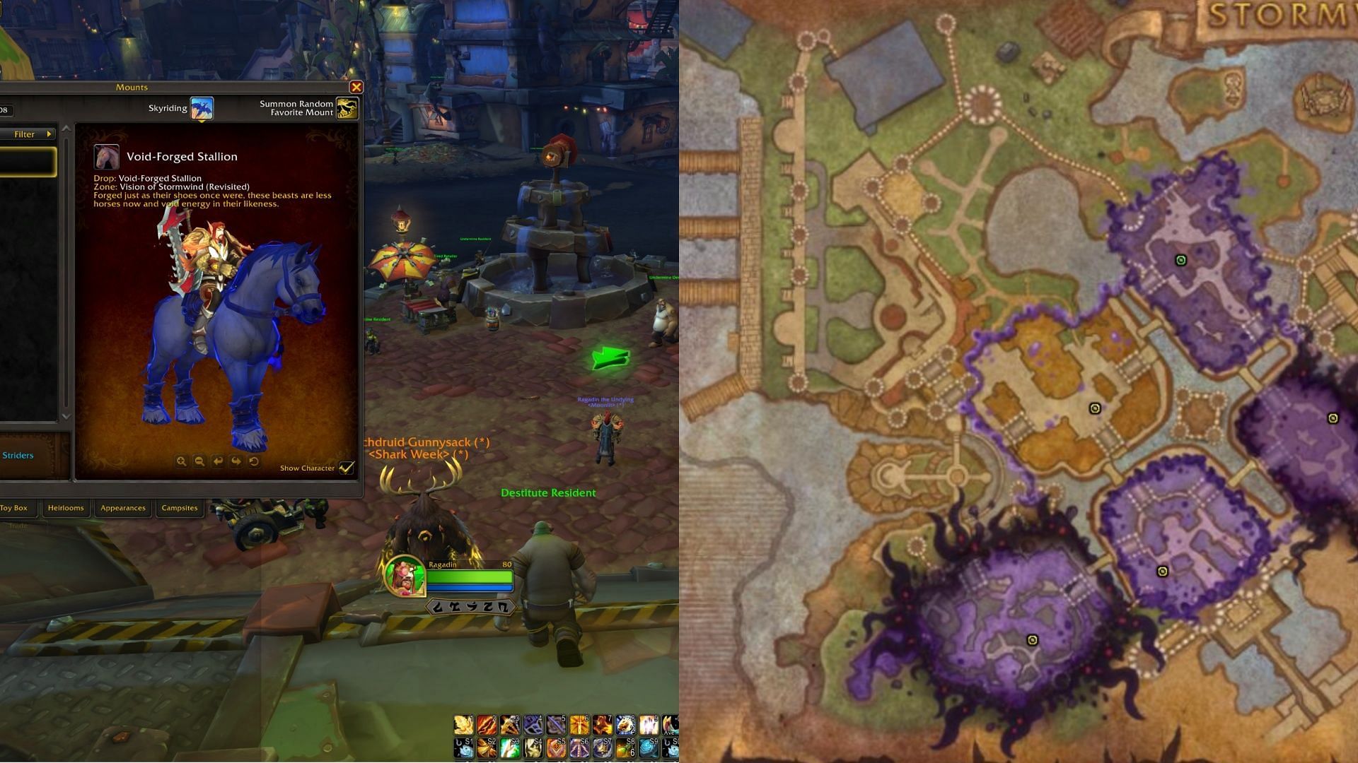 The above map shows the locations you need to visit for this mount (Image via Blizzard Entertainment)